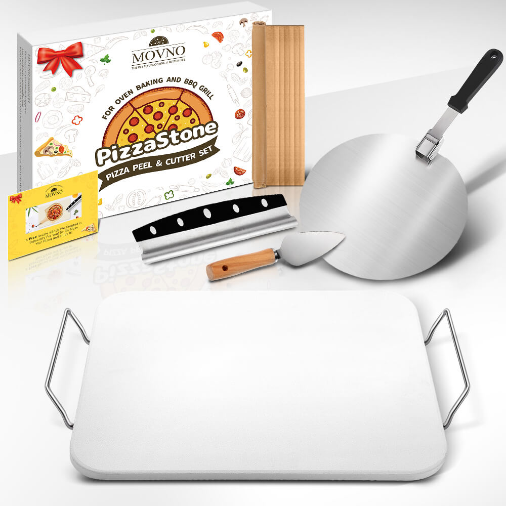 MOVNO 15 x 12 Inch Large Pizza Stone Set