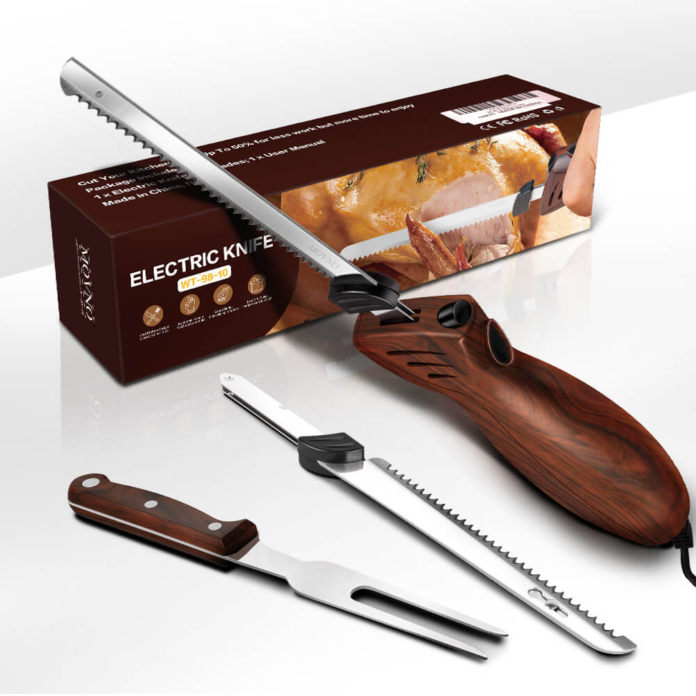 MOVNO Electric Knife for Meat Slicing (with Fork)