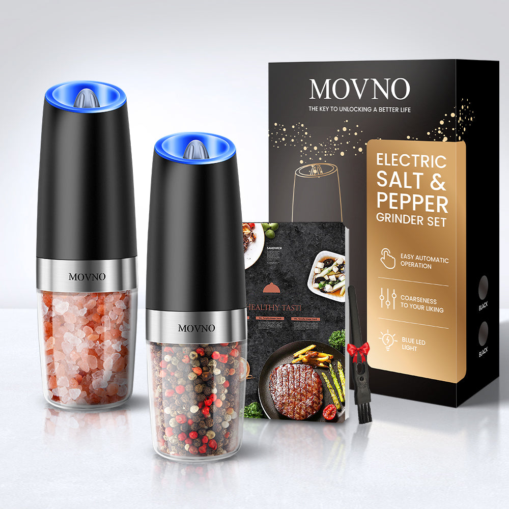 MOVNO Gravity Electric Salt & Pepper Grinder Set (2Pcs)