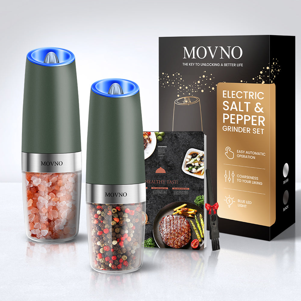 MOVNO Gravity Electric Salt & Pepper Grinder Set (2Pcs)