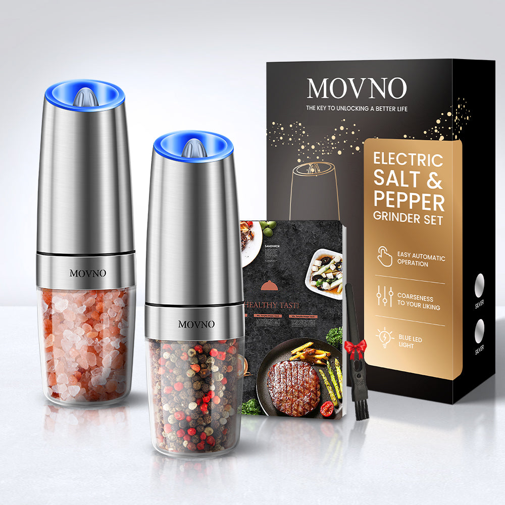 MOVNO Gravity Electric Salt & Pepper Grinder Set (2Pcs)