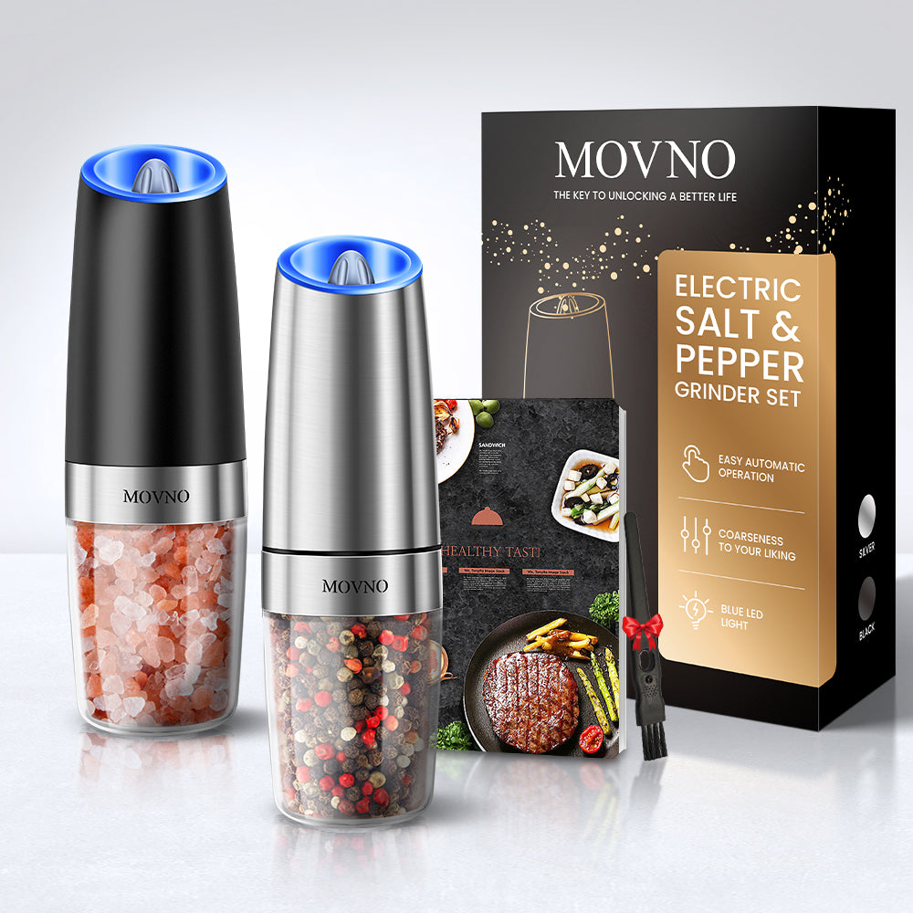 MOVNO Gravity Electric Salt & Pepper Grinder Set (2Pcs)