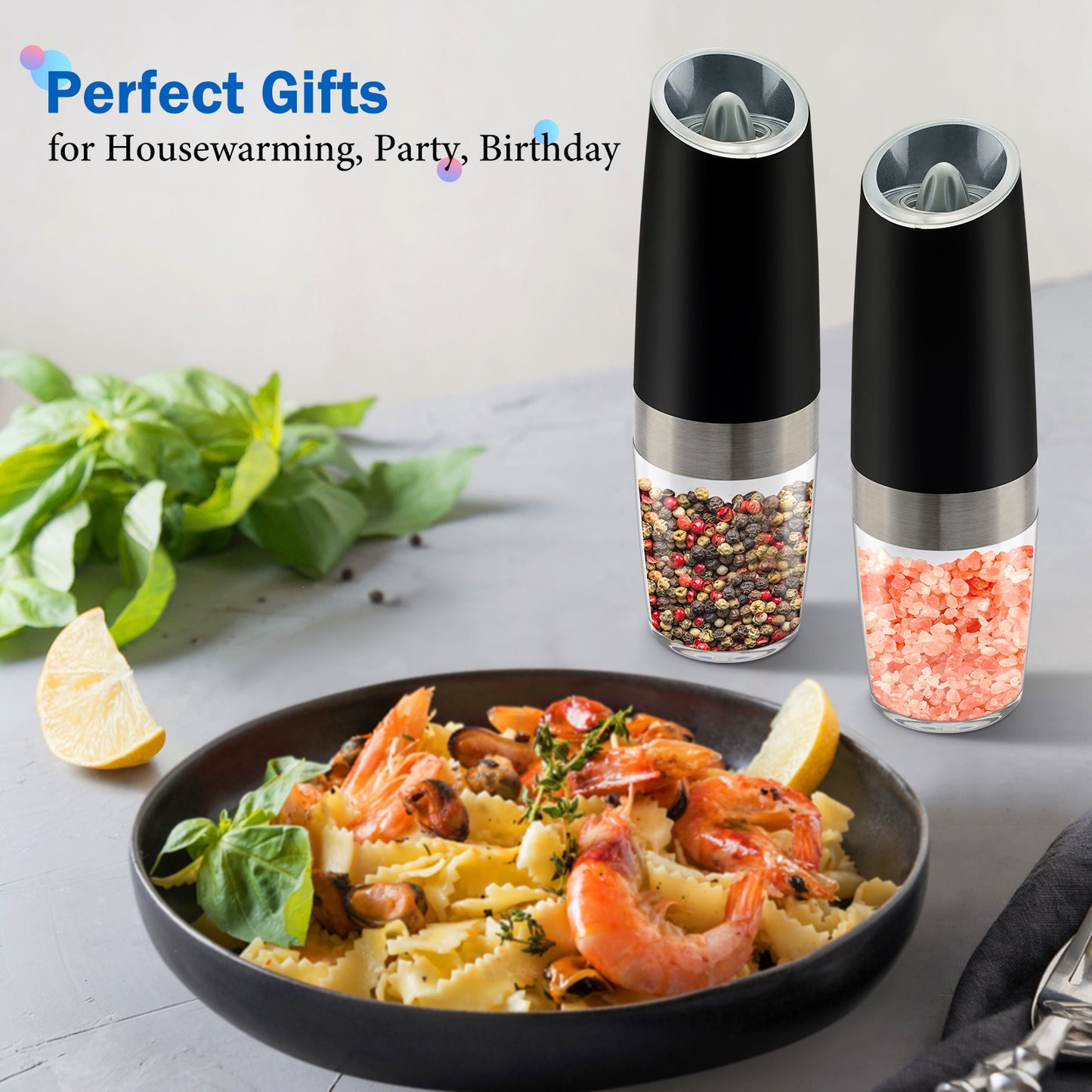 Flauno Gravity Electric Salt and Pepper Grinder Set USB Rechargeable  Automatic