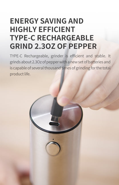 Rechargeable Electric Salt and Pepper Grinder Set  with USB Charging Cable